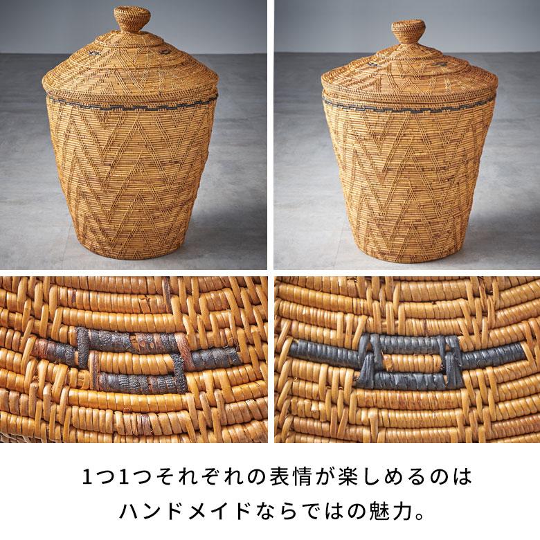 バスケット ふた 付き ポット L 壺型 アタ 高さ 約 64cm ランドリー