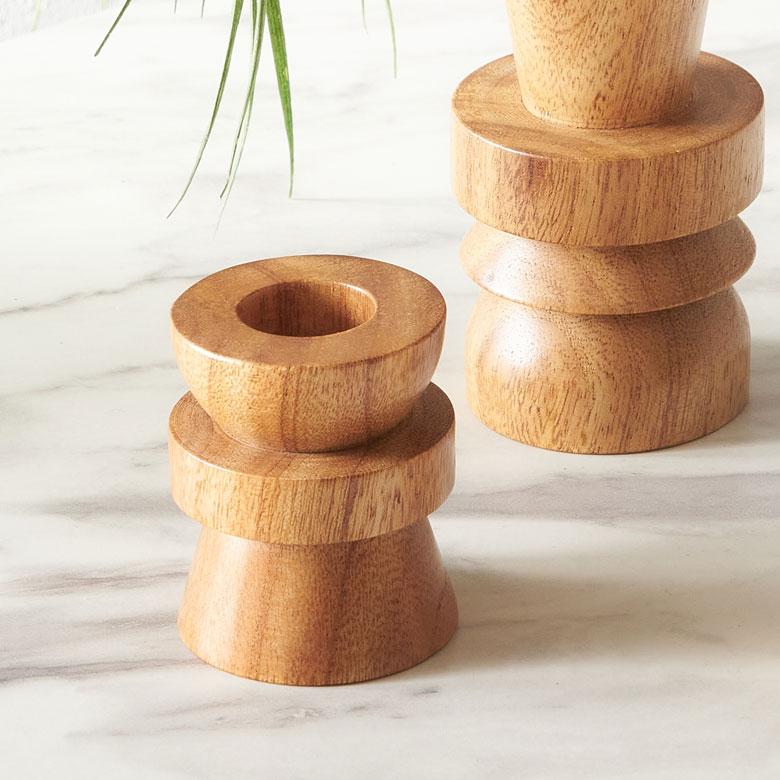 キャンドルホルダー 木製 Sサイズ 2way ウッド 高さ6cm 天然木