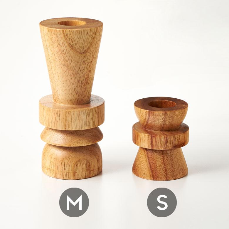 キャンドルホルダー 木製 Sサイズ 2way ウッド 高さ6cm 天然木
