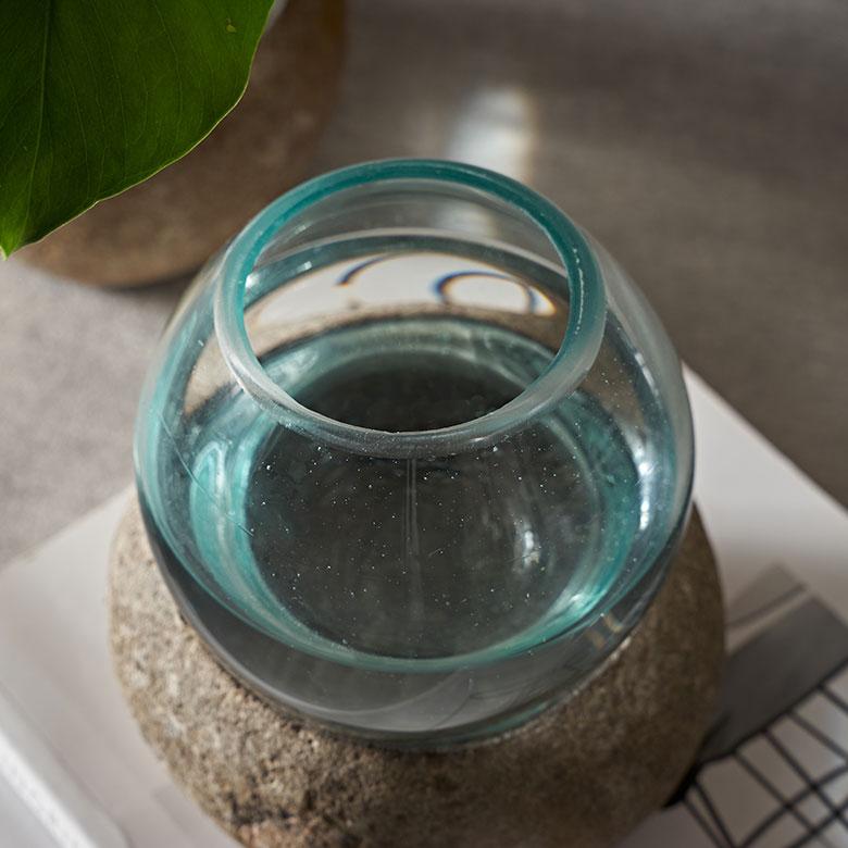 プランター オブジェ 石 ストーン ガラス デコレーション 水槽 水鉢