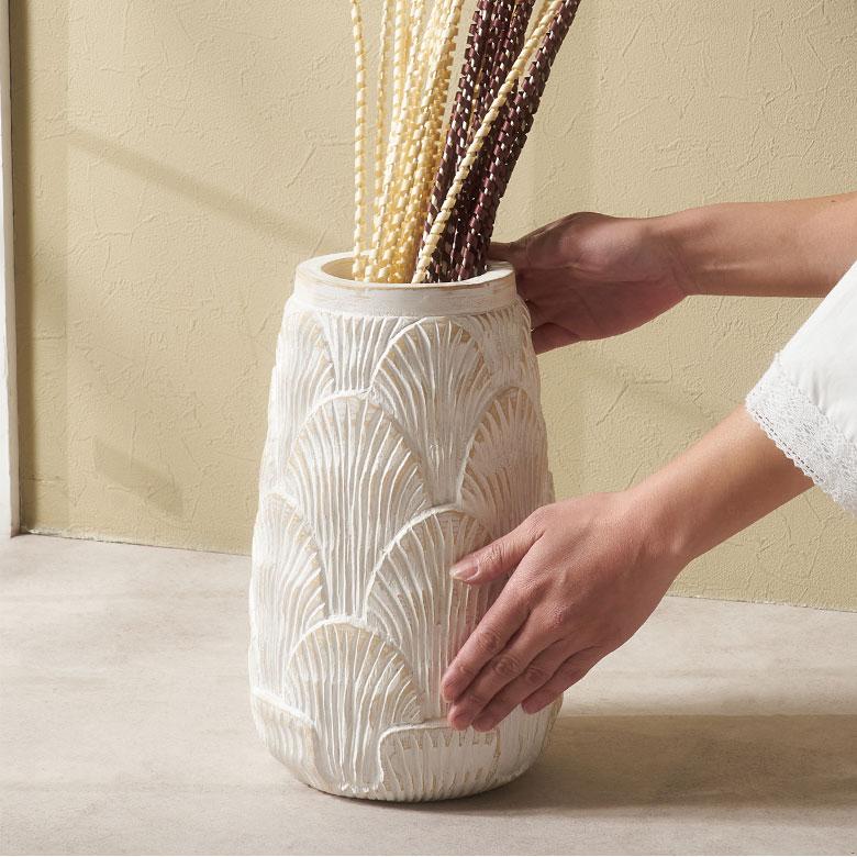 フラワー ベース 造 花 瓶 びん フェイク グリーン 高さ 30cm 天然 木