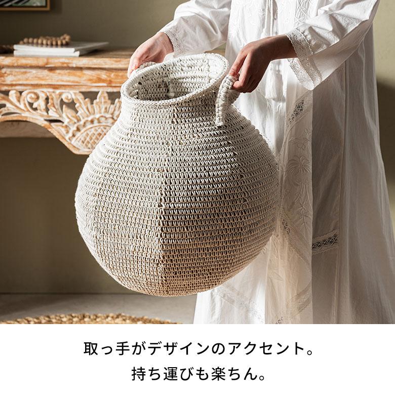 バスケット かご 約 59L シーグラス 深型 壺 持ち手付 プランター カバー 鉢 収納 オブジェ ドライフラワー 入れ おしゃれ 北欧 雑貨 インテリア アジアン 14112 | ブランド登録なし | 10