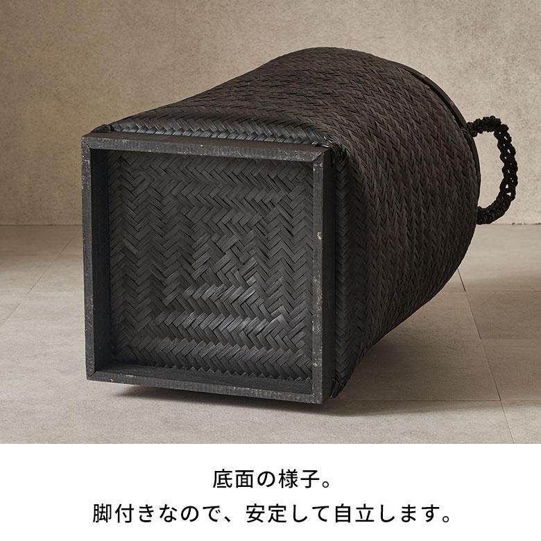 バスケット かご 約 37L バンブー 竹 深型 ふた 持ち手 付 おもちゃ 入れ 収納 ごみ箱 ダストボックス おしゃれ 北欧 リゾート 雑貨 インテリア アジアン 14145_13