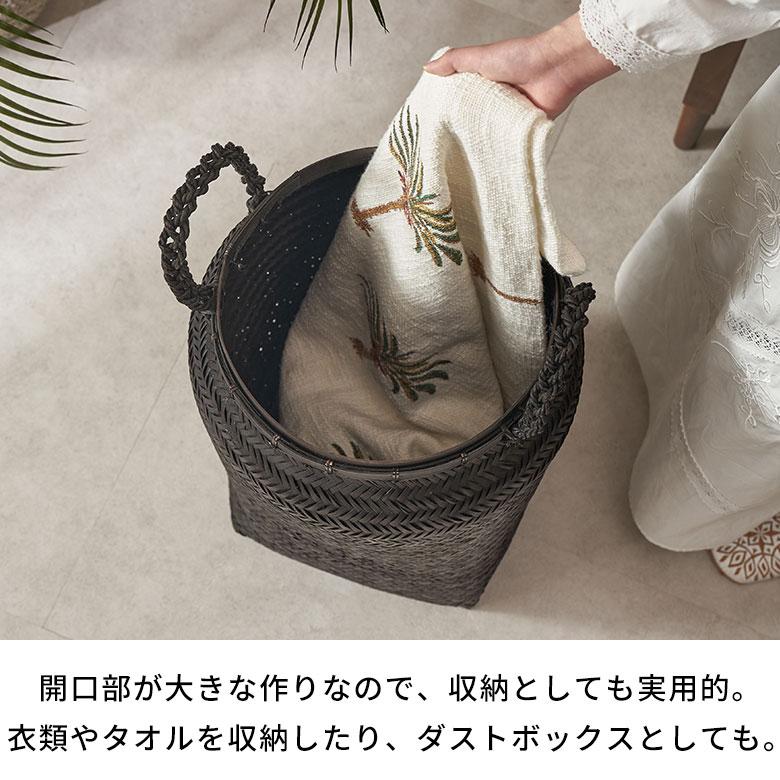 バスケット かご 約 37L バンブー 竹 深型 ふた 持ち手 付 おもちゃ 入れ 収納 ごみ箱 ダストボックス おしゃれ 北欧 リゾート 雑貨 インテリア アジアン 14145_4