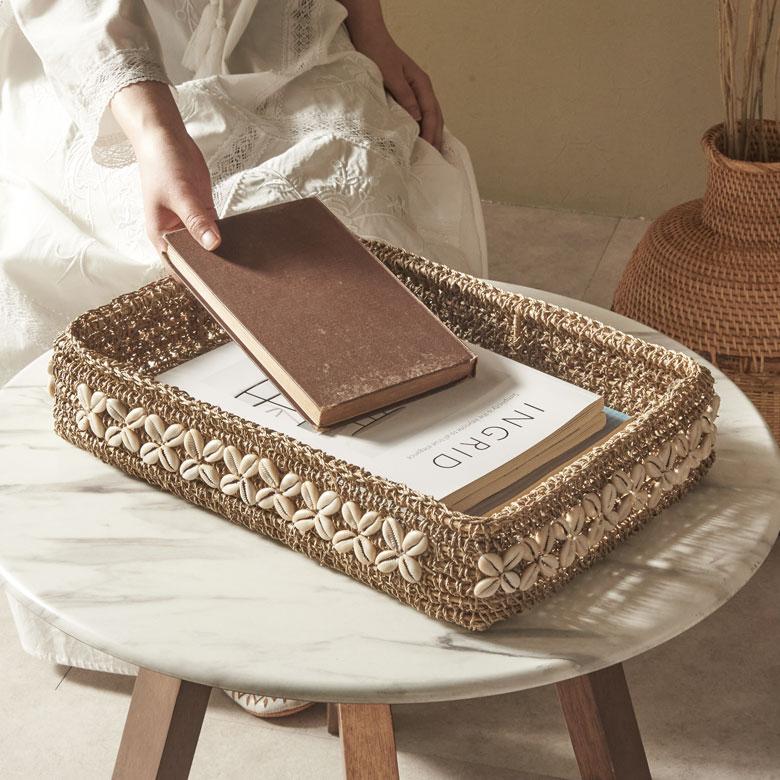 トレイ かご トレー バスケット 小物 入れ シェル 金属 貝 天然素材