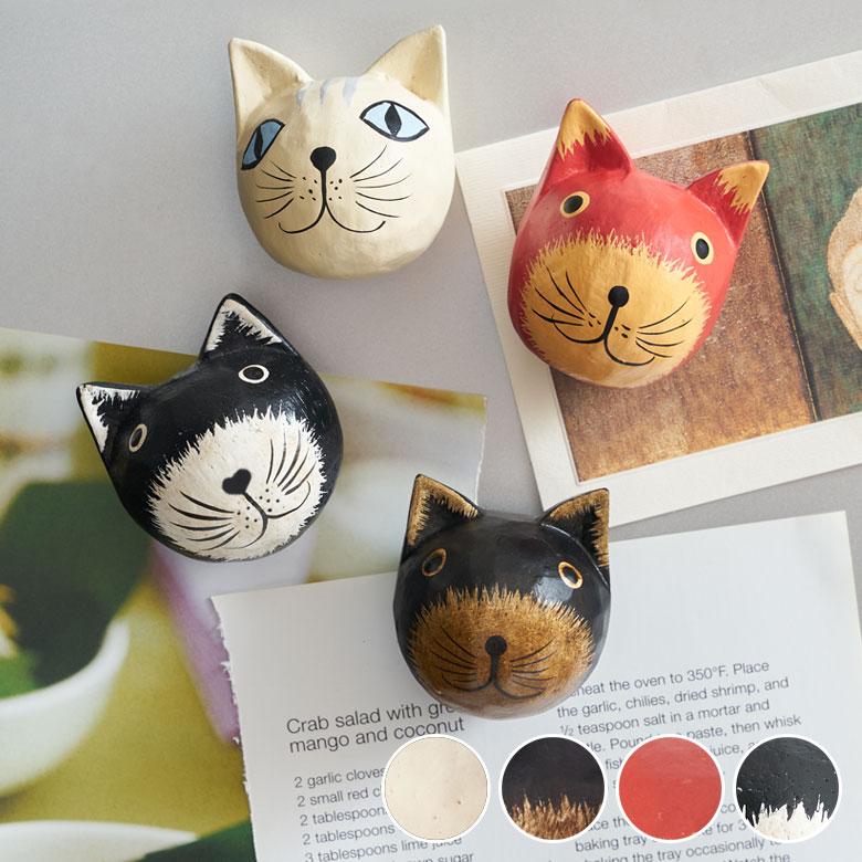 バリネコ アジアン雑貨 バリ 木製 マグネット 猫 磁石 バリ島 バリ猫