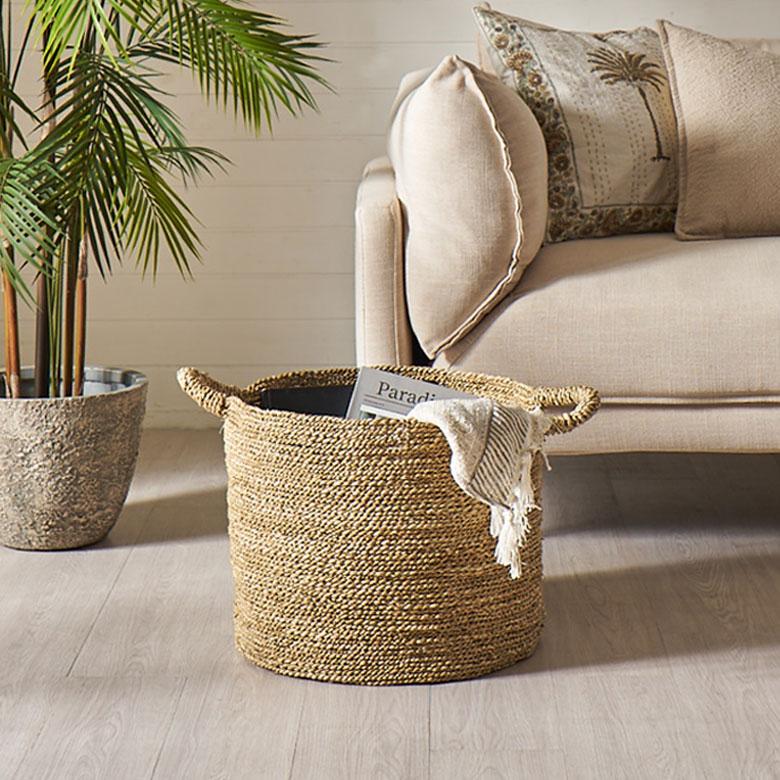 シーグラス かご バスケット 収納 持ち手 天然素材 小物入れ 小物収納