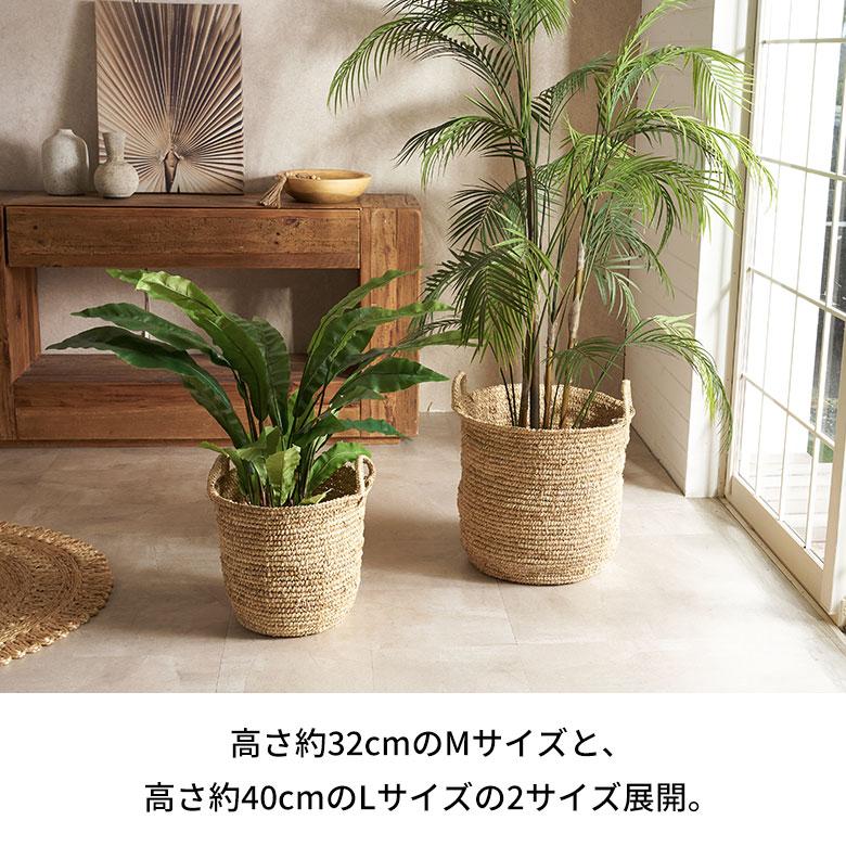 かご バスケット 収納 ラフィア Mサイズ 持ち手 天然素材 かご
