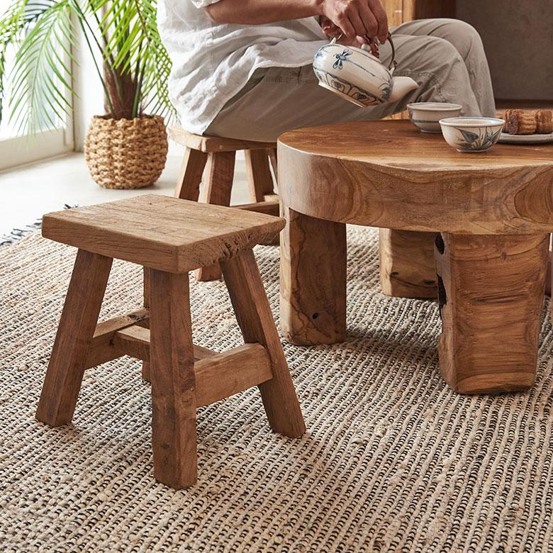 スツール 椅子 おしゃれ 観葉植物 チーク材 古材 木製 チェア ウッド
