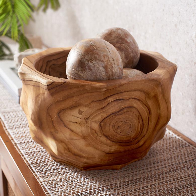 ウッドボウル 木工作品 オブジェ マルチボウル 木製 ボウル チーク材 木の器 ウッドボウル 小物置き