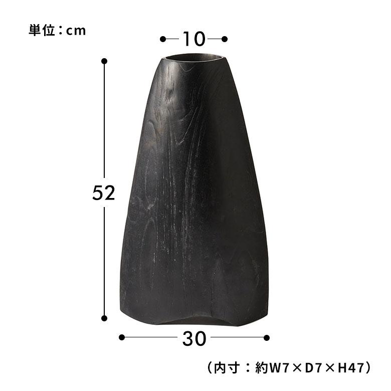 黒い花瓶 オブジェ　インテリア　　花器　　フラワーベース　店舗什器 フラワーベース 木製 花瓶 大きい 黒 チーク材 造花 フェイクグリーン