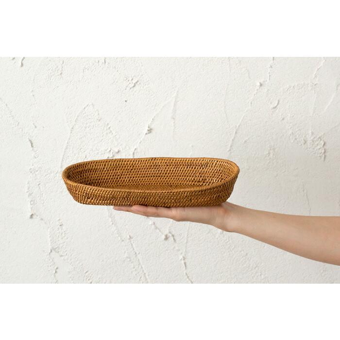 アタ 編まれた 楕円形 アジアン トレイバスケット ワイドタイプ 2441