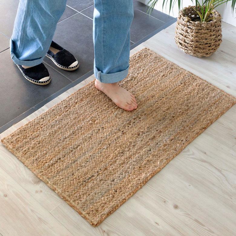 玄関マット ラグ 長方形 ジュートラグ 約 W 50cm D 80cm 2cm