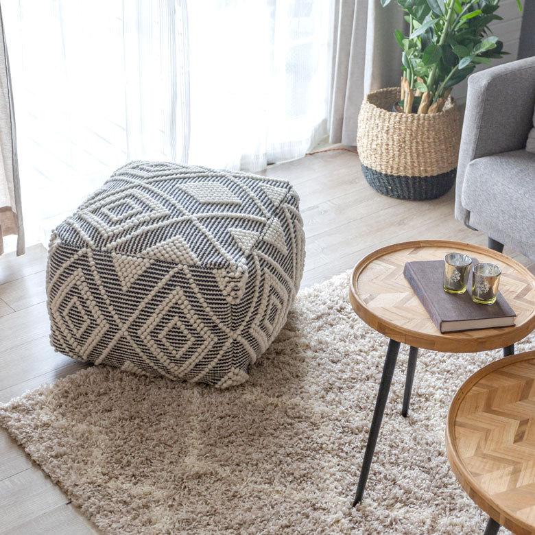 プフ クッション オットマン スツール ブラック 黒 raha W 55cm D H