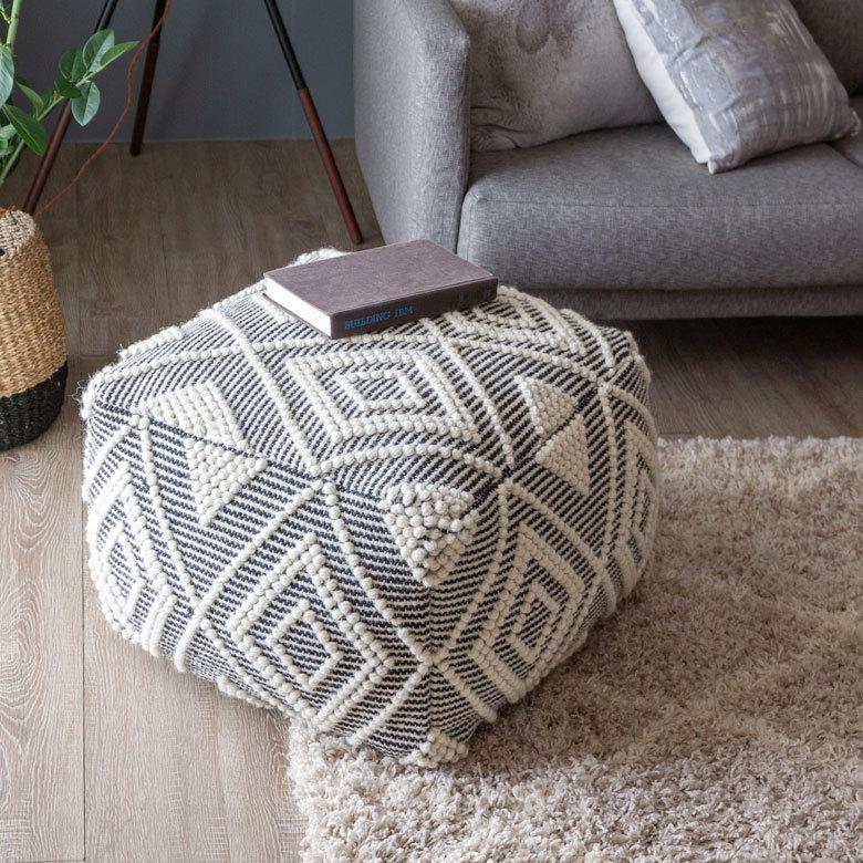 プフ クッション オットマン スツール ブラック 黒 raha W 55cm D H