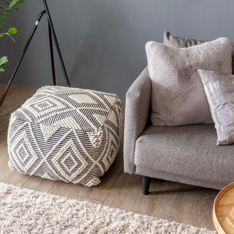 プフ クッション オットマン スツール ブラック 黒 raha W 55cm D H