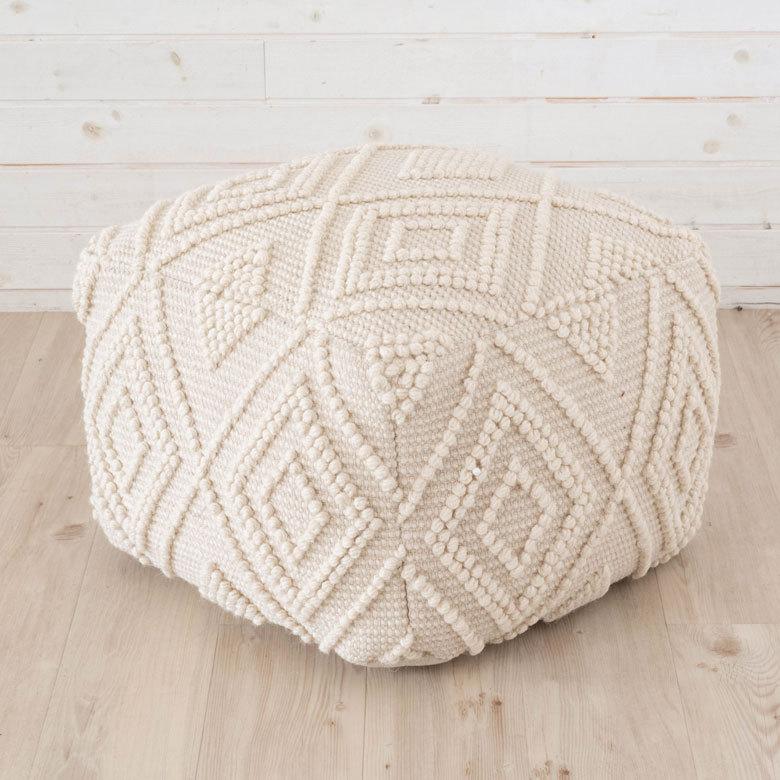 プフ クッション オットマン スツール ホワイト 白 raha W 55cm D H