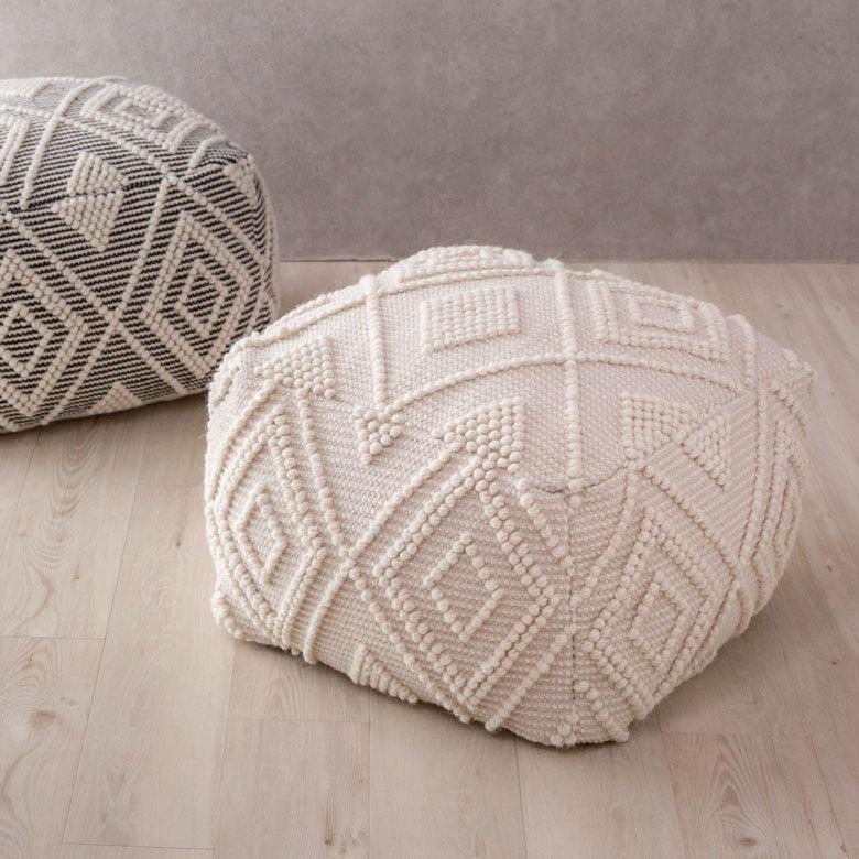 プフ クッション オットマン スツール ホワイト 白 raha W 55cm D H