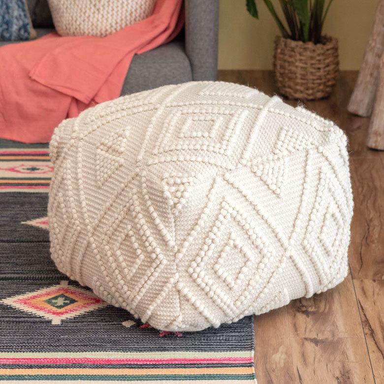 プフ クッション オットマン スツール ホワイト 白 raha W 55cm D H