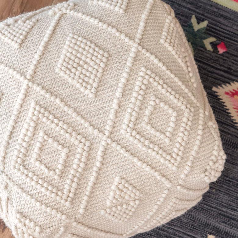 プフ クッション オットマン スツール ホワイト 白 raha W 55cm D H