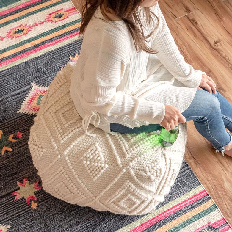 プフ クッション オットマン スツール ホワイト 白 raha W 55cm D H