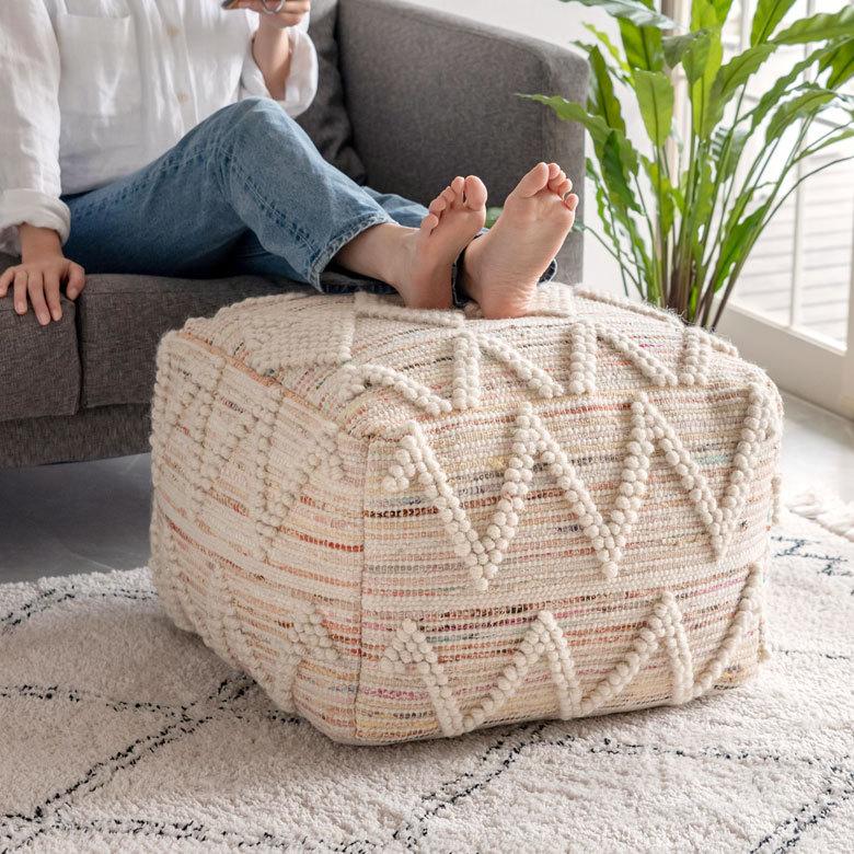 プフ クッション オットマン スツール ナチュラル アイボリー raha W 55cm D 55cm H 37cm 34441-mt |  | 05