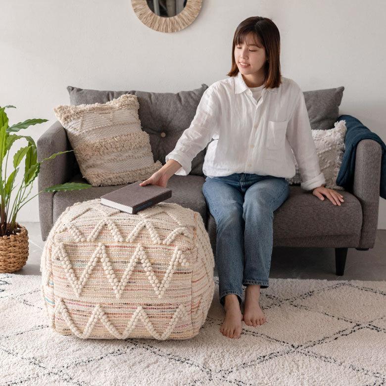 プフ クッション オットマン スツール ナチュラル アイボリー raha W 55cm D 55cm H 37cm 34441-mt |  | 06