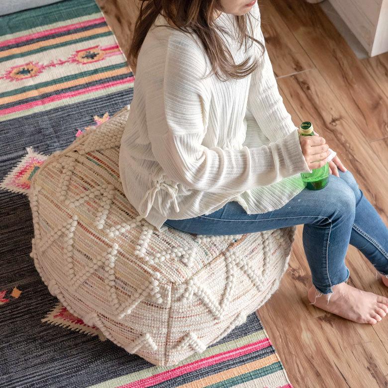 プフ クッション オットマン スツール ナチュラル アイボリー raha W 55cm D 55cm H 37cm 34441-mt |  | 07