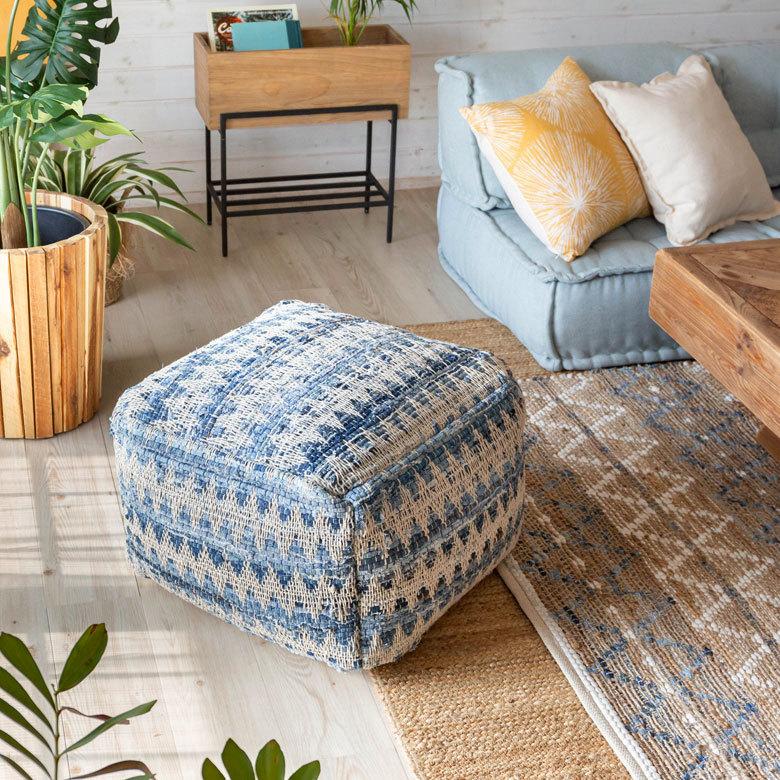 プフ クッション オットマン スツール ブルー 青 raha W 55cm D 55cm H 37cm 34443-bl |  | 03