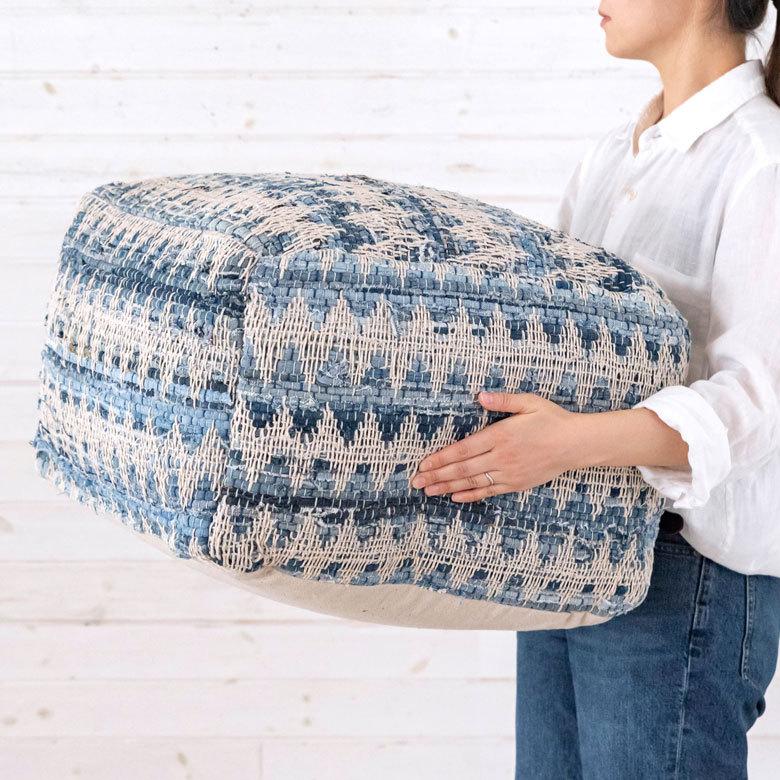 プフ クッション オットマン スツール ブルー 青 raha W 55cm D 55cm H 37cm 34443-bl |  | 08