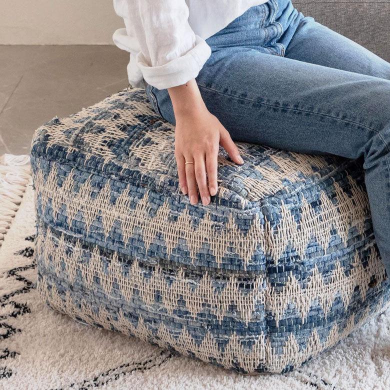 プフ クッション オットマン スツール ブルー 青 raha W 55cm D 55cm H 37cm 34443-bl |  | 09