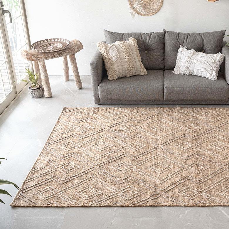 天然　羊毛 カーペット　ラグ 60×90】手織り ラグ 天然ウール100％ 羊毛 ラグマット カーペット 北欧