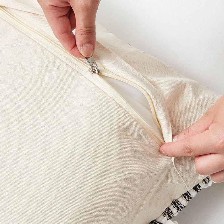 クッションカバー コットン ハンドルーム 手織り 45×45cm フリンジ ブラック 黒 Raha ラーハ 34477-bk |  | 14