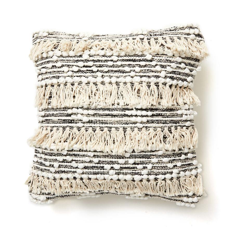 クッションカバー コットン ハンドルーム 手織り 45×45cm フリンジ ブラック 黒 Raha ラーハ 34477-bk |  | 16