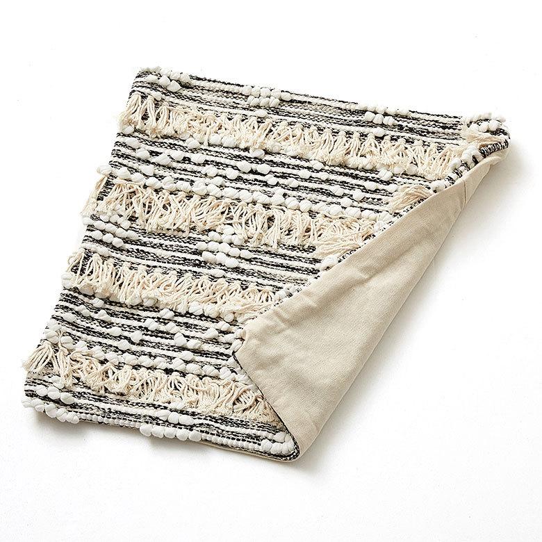 クッションカバー コットン ハンドルーム 手織り 45×45cm フリンジ ブラック 黒 Raha ラーハ 34477-bk |  | 19