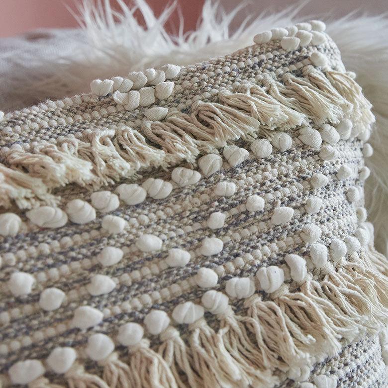 クッションカバー コットン ハンドルーム 手織り 45×45cm フリンジ デザイン グレー Raha ラーハ 34477-gy |  | 11