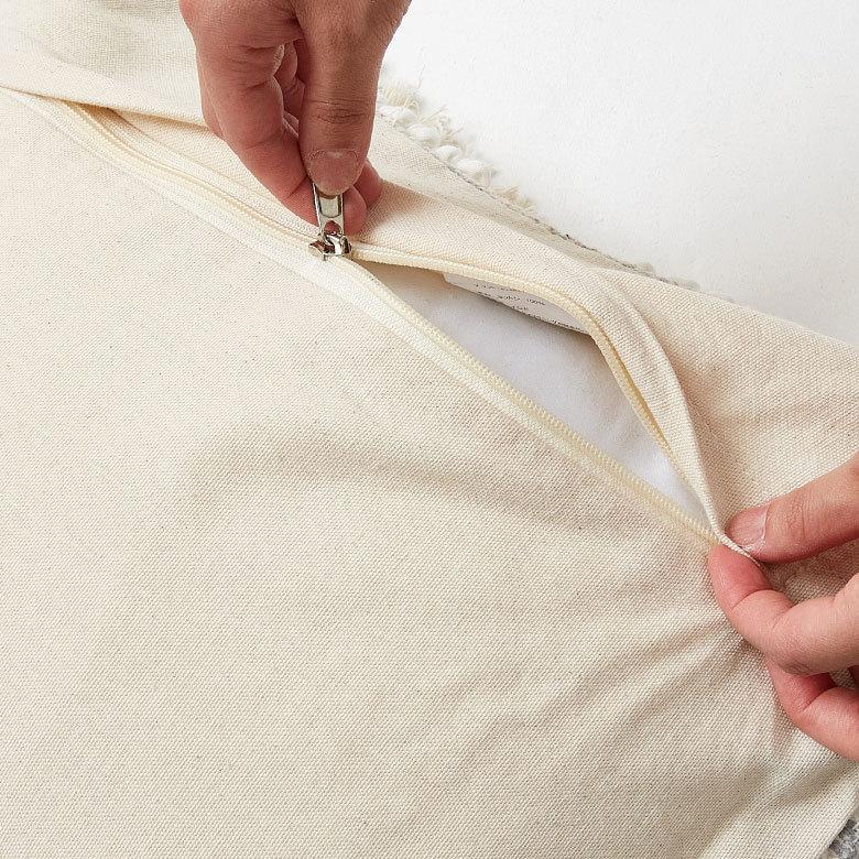 クッションカバー コットン ハンドルーム 手織り 45×45cm フリンジ デザイン グレー Raha ラーハ 34477-gy |  | 14