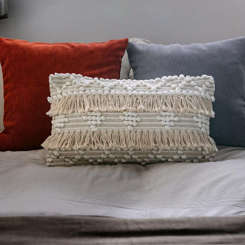 クッションカバー コットン ハンドルーム 手織り 30×50cm フリンジ デザイン アイボリー Raha ラーハ 34478 |  | 09