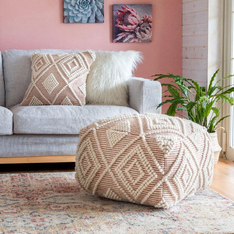 プフ クッション オットマン スツール インド 幾何柄 ジオメトリック Raha ラーハ W 55cm D 55cm H 37cm 34483-br |  | 17