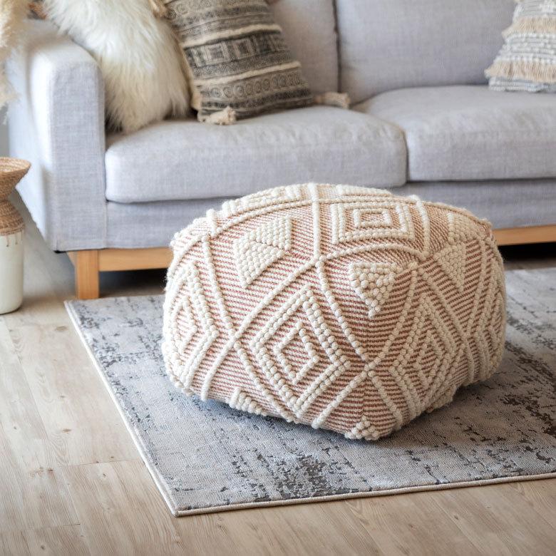 プフ クッション オットマン スツール インド 幾何柄 ジオメトリック Raha ラーハ W 55cm D 55cm H 37cm 34483-br |  | 02