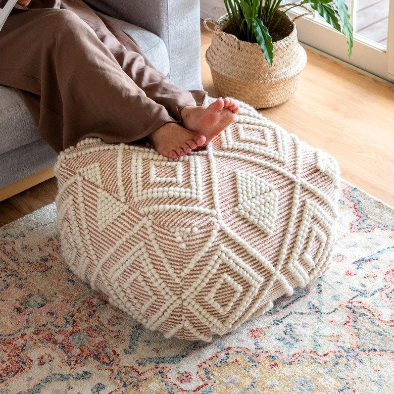 プフ クッション オットマン スツール インド 幾何柄 ジオメトリック Raha ラーハ W 55cm D 55cm H 37cm 34483-br |  | 05