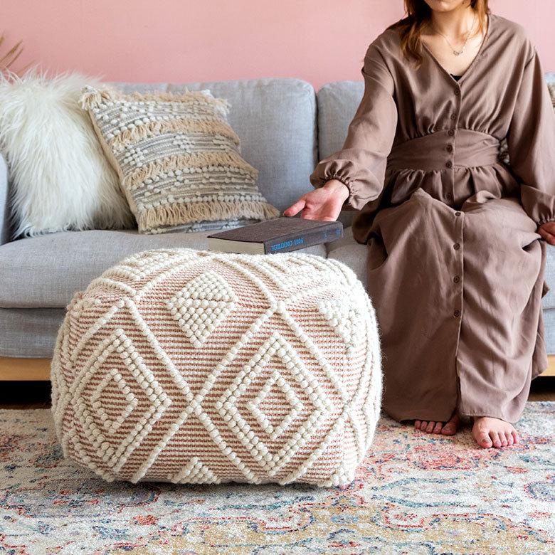 プフ クッション オットマン スツール インド 幾何柄 ジオメトリック Raha ラーハ W 55cm D 55cm H 37cm 34483-br |  | 06