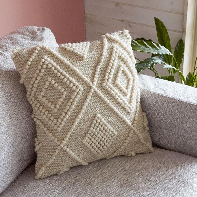 クッションカバー インド アイボリー 幾何柄 ジオメトリック ダイヤ柄 Raha ラーハ 34486-iv |  | 13