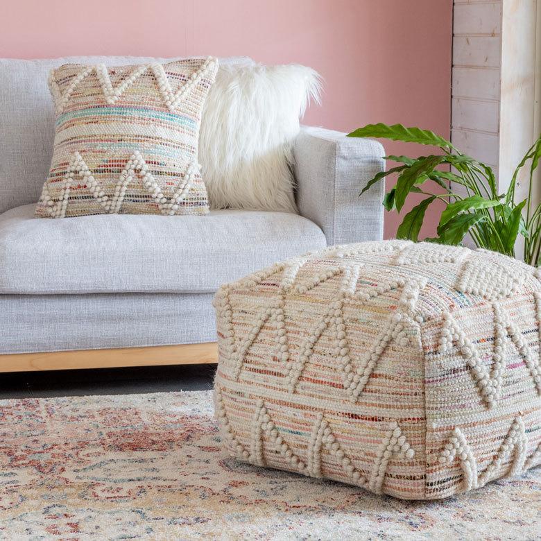 クッションカバー インド ナチュラル アイボリー 幾何柄 ジオメトリック ダイヤ柄 Raha ラーハ 34487-mt |  | 15