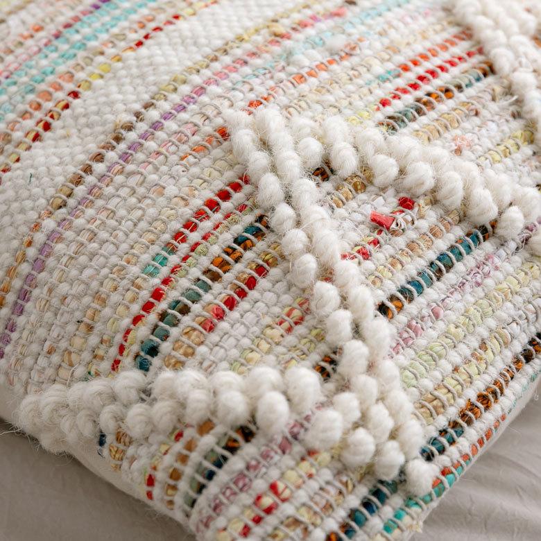 クッションカバー インド ナチュラル アイボリー 幾何柄 ジオメトリック ダイヤ柄 Raha ラーハ 34487-mt |  | 06