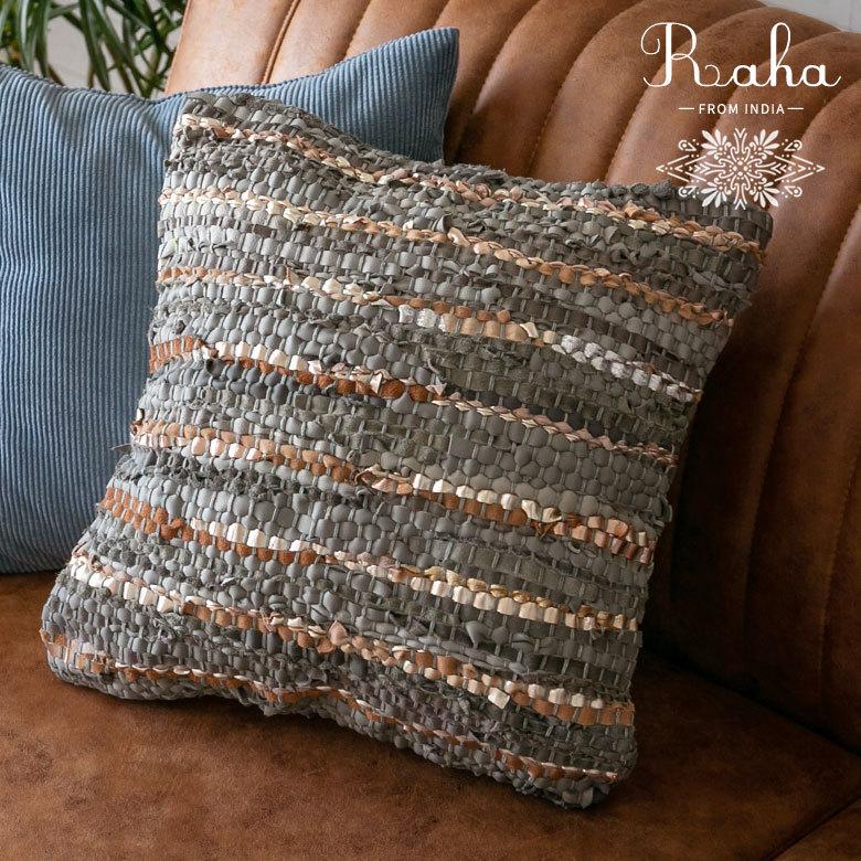 クッションカバー インド マルチカラー ボーダー Raha ラーハ 34488-gy | 