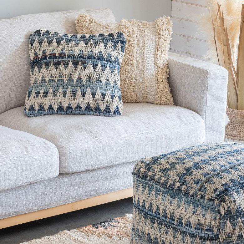 クッションカバー インド デニム 幾何柄 ジオメトリック Raha ラーハ 34489-bl |  | 14