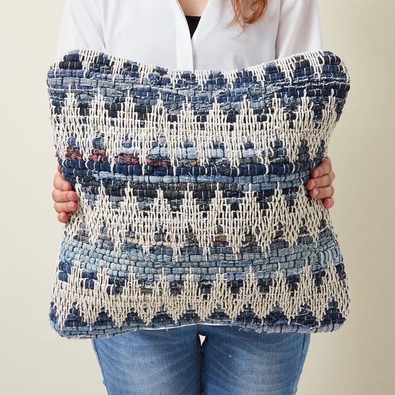 クッションカバー インド デニム 幾何柄 ジオメトリック Raha ラーハ 34489-bl |  | 07