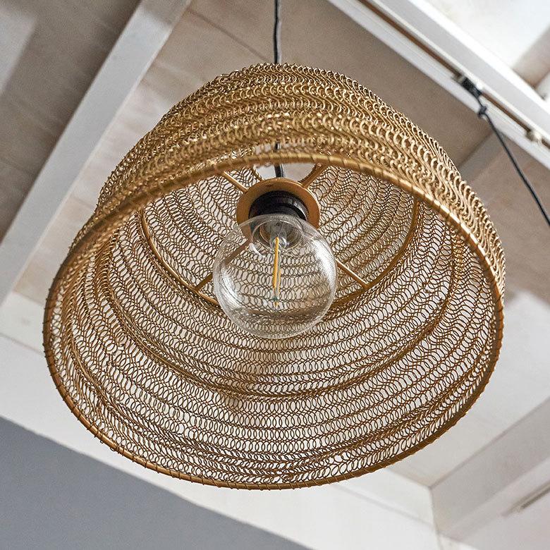 ペンダント ランプ ワイヤー メッシュ シェード ベル 照明 アイアン