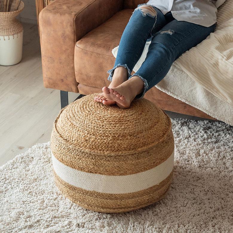 プフ スツール オットマン プーフ フロアスツール ラウンド ジュート 径約51cm 高さ約40cm 34513 |  | 05